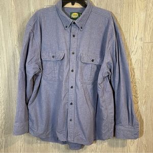Cabela’s outdoor gear blue heavy Chamois long sleeved button up Shirt 2XL